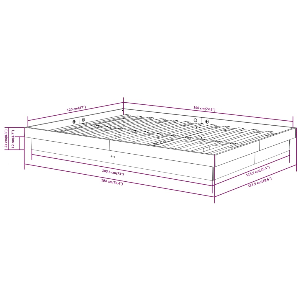 Bed Frame without Mattress Honey Brown Solid Wood Small Double