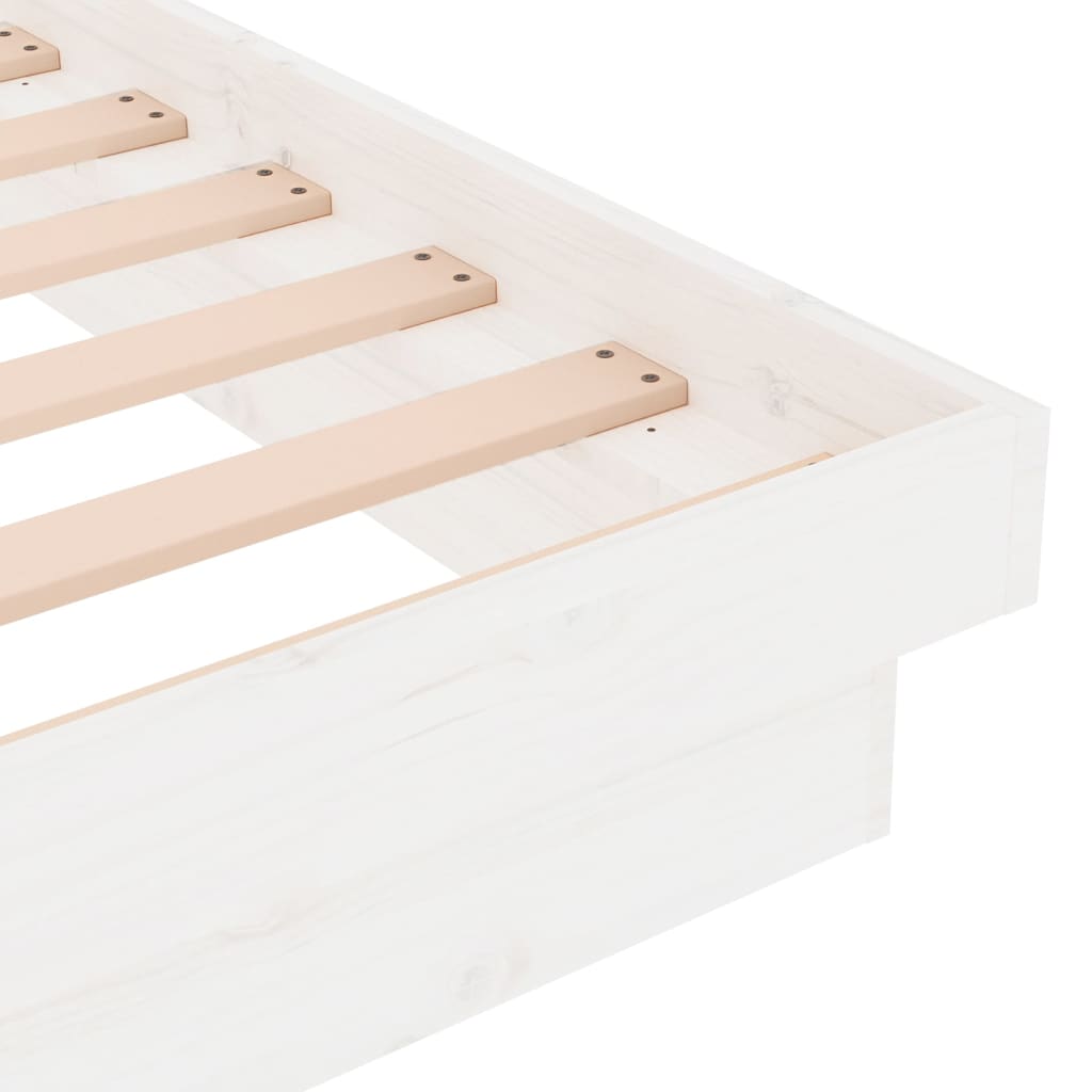 Bed Frame without Mattress White Solid Wood Double