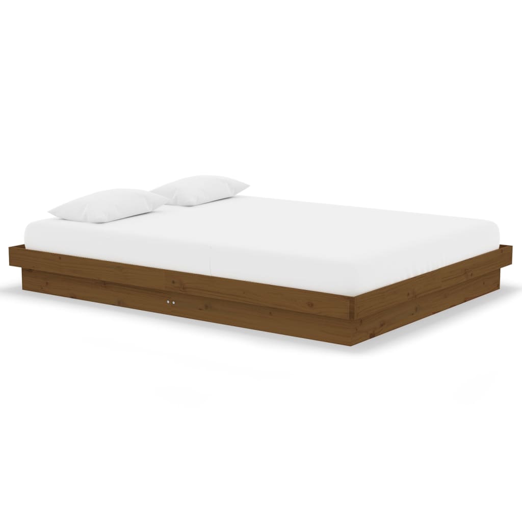 Bed Frame without Mattress Honey Brown Solid Wood Double