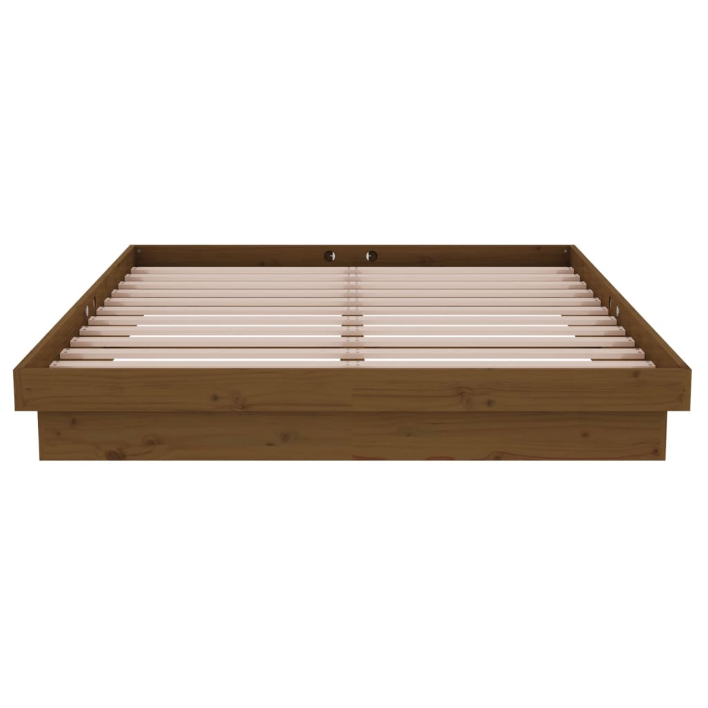 Bed Frame without Mattress Honey Brown Solid Wood Double