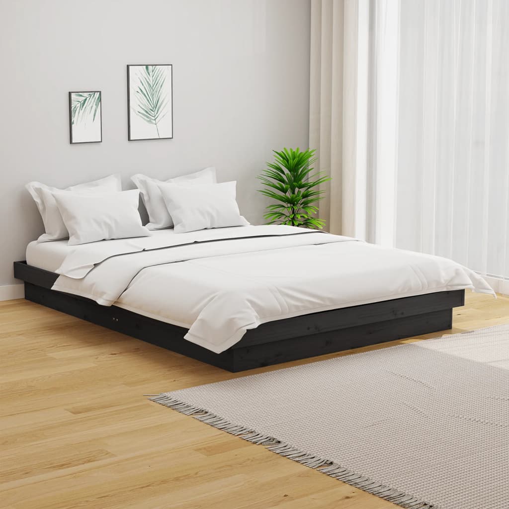 Bed Frame without Mattress Grey Solid Wood 140x190 cm