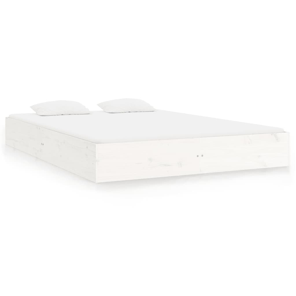 Bed Frame without Mattress White Solid Wood 160x200 cm
