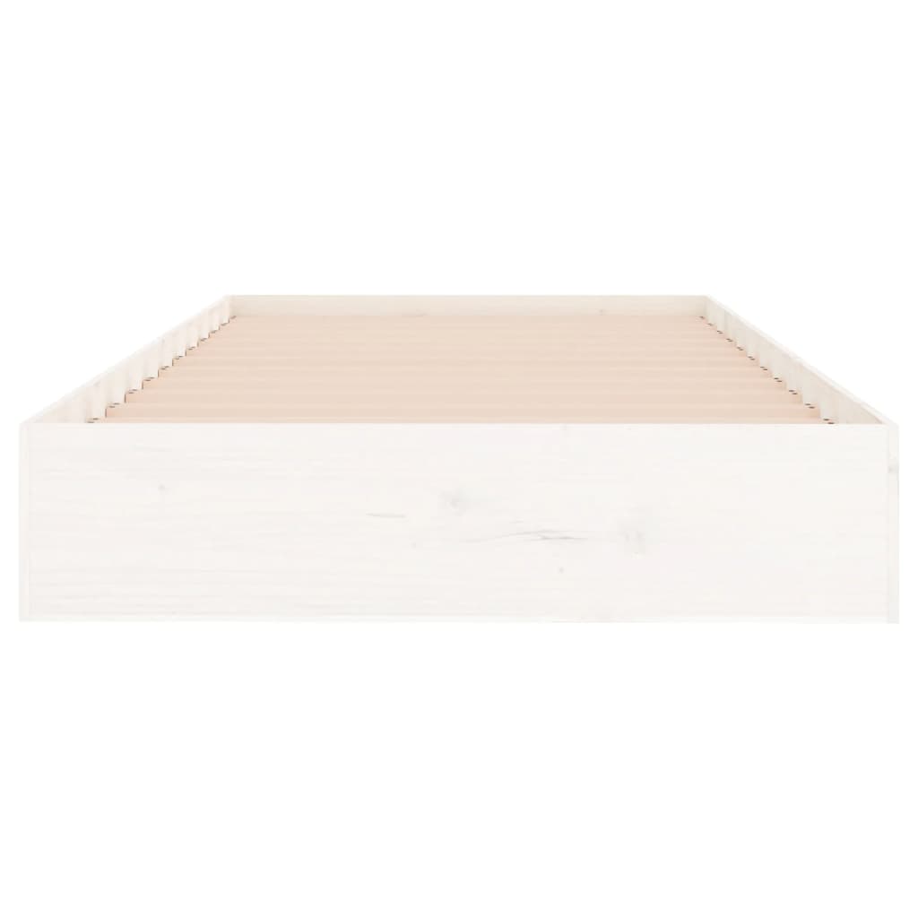 Bed Frame without Mattress White Solid Wood 100x200 cm