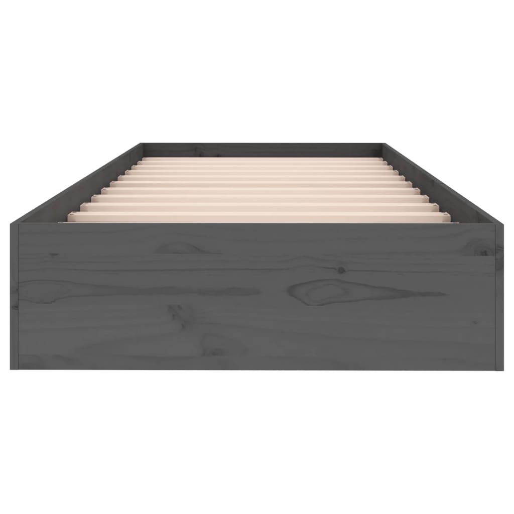 Bed Frame without Mattress Grey Solid Wood 75x190 cm Small Single Small Single