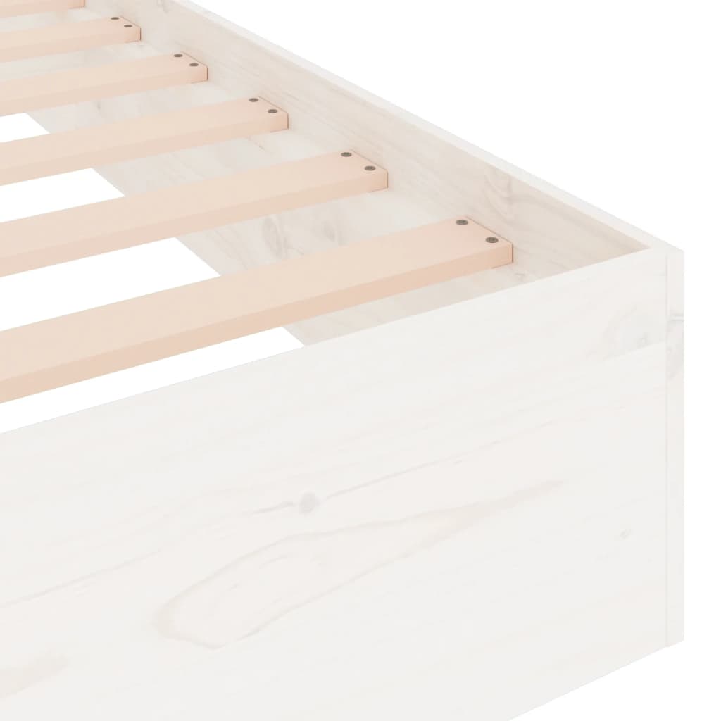 Bed Frame without Mattress White Solid Wood 135x190 cm Double Double