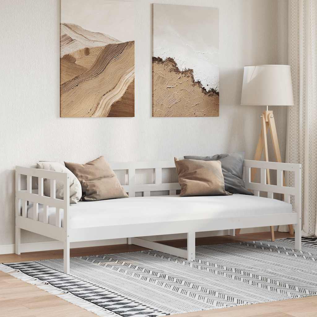 Day Bed without Mattress White Solid Wood Pine 90x190 cm Single