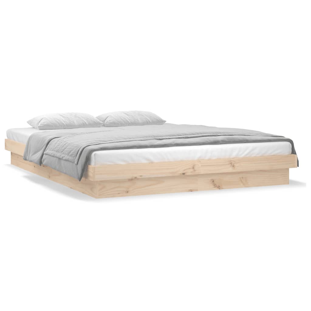 LED Bed Frame without Mattress 140x190 cm Solid Wood