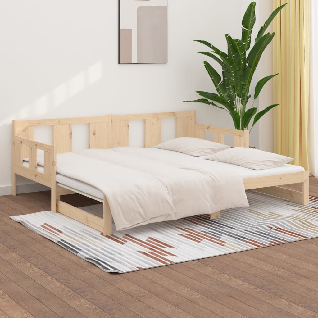 Pull-out Day Bed without Mattress Solid Wood Pine 2x(90x200) cm