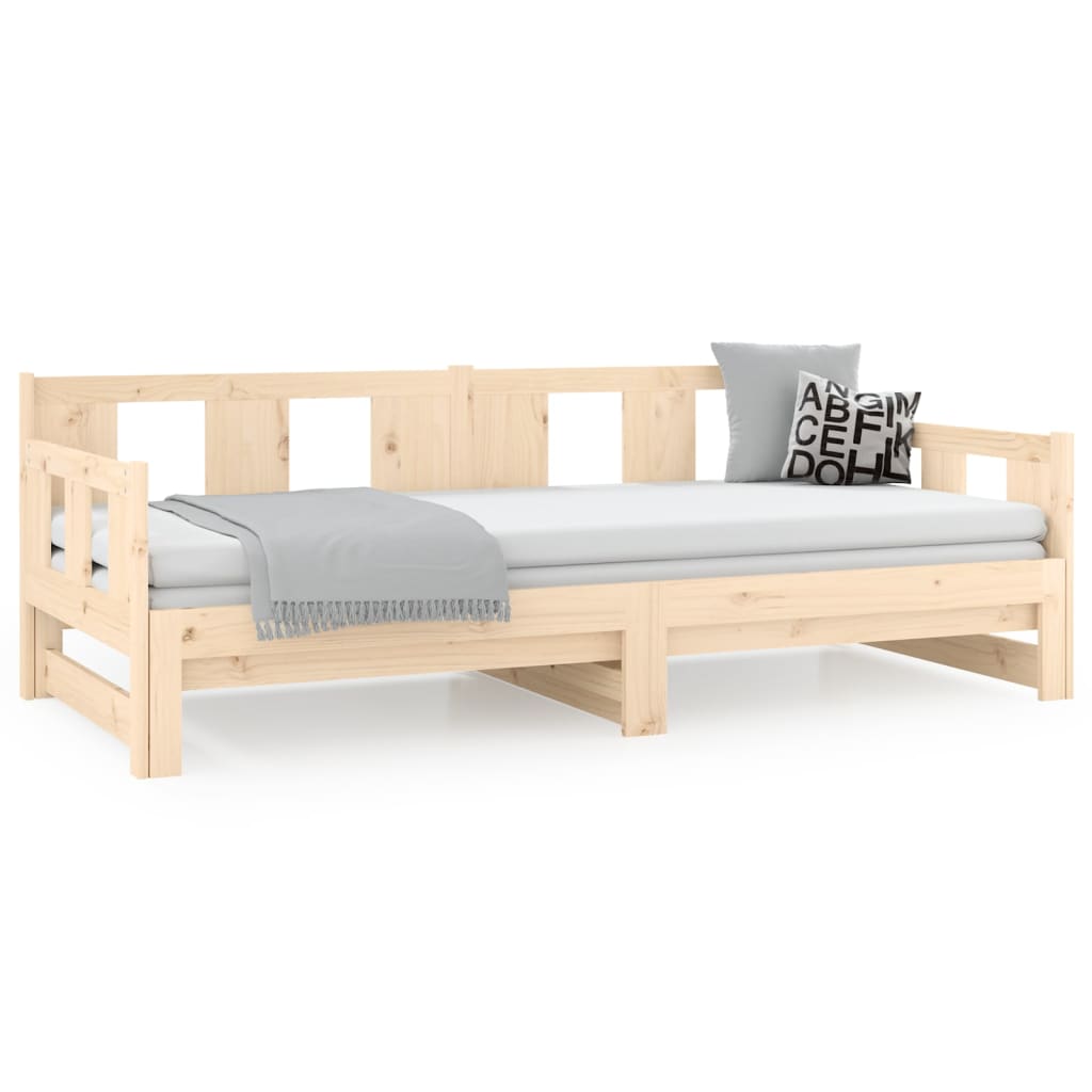 Pull-out Day Bed without Mattress Solid Wood Pine 2x(90x200) cm
