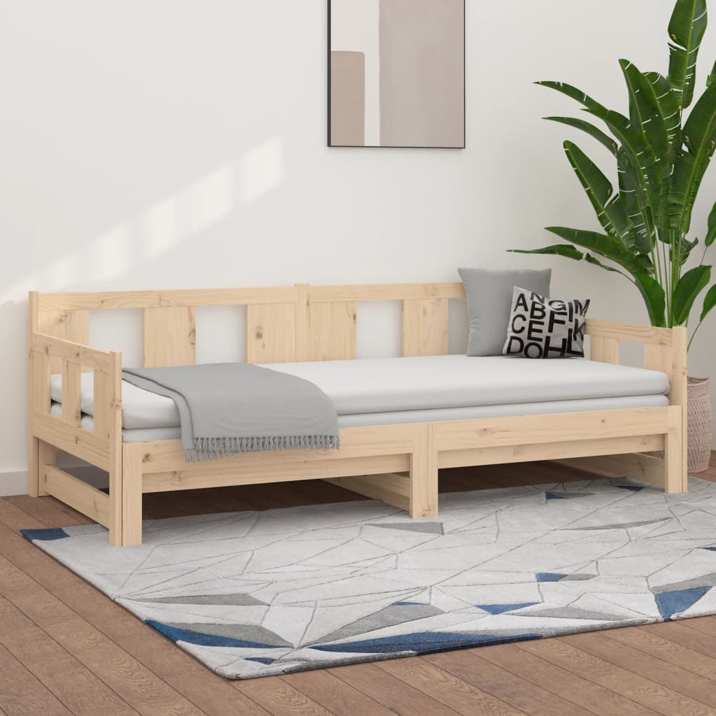 Pull-out Day Bed without Mattress Solid Wood Pine 2x(90x200) cm