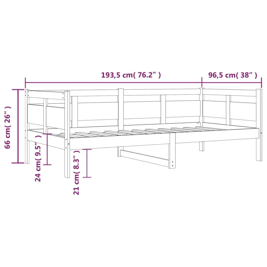 Day Bed without Mattress Honey Brown Solid Wood Pine 90x190 cm Single