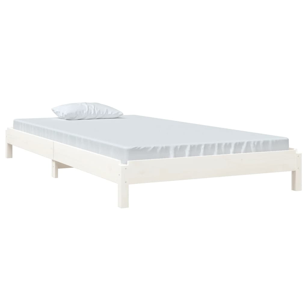 Stack Bed without Mattress White 100x200 cm Solid Wood Pine