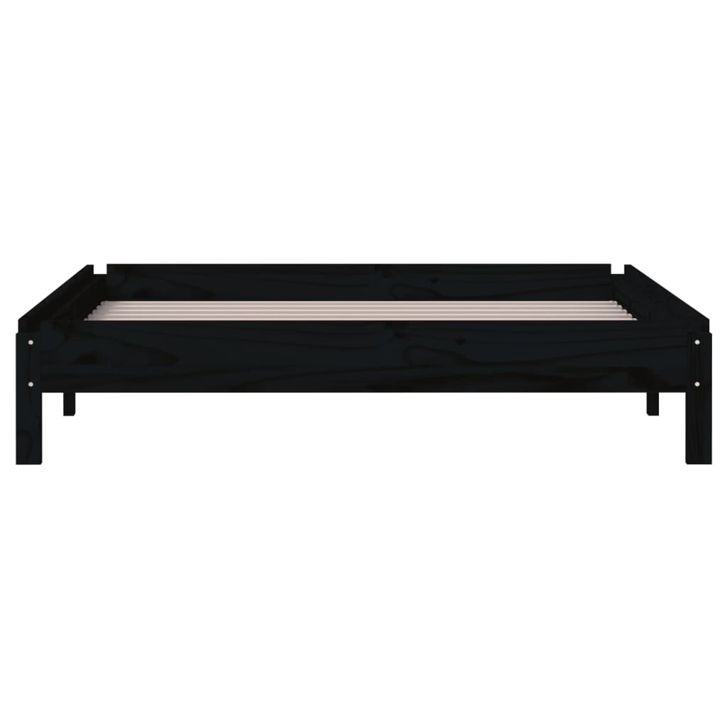 Stack Bed without Mattress Black 90x200 cm Solid Wood Pine