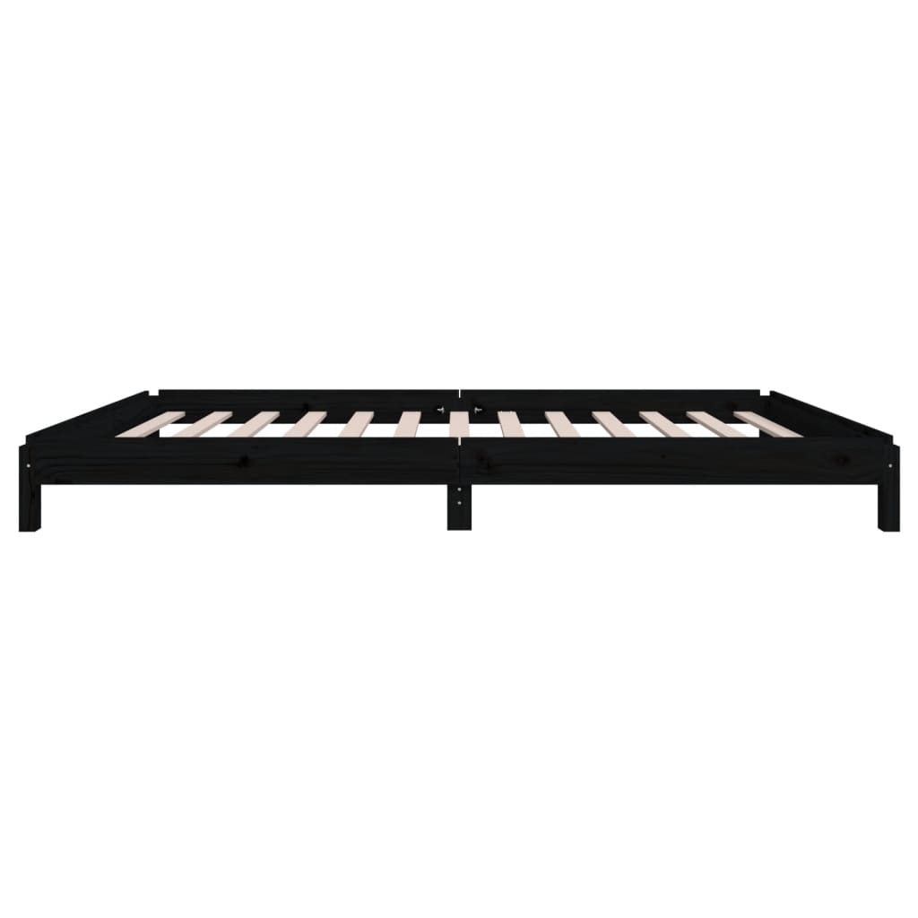 Stack Bed without Mattress Black 90x200 cm Solid Wood Pine