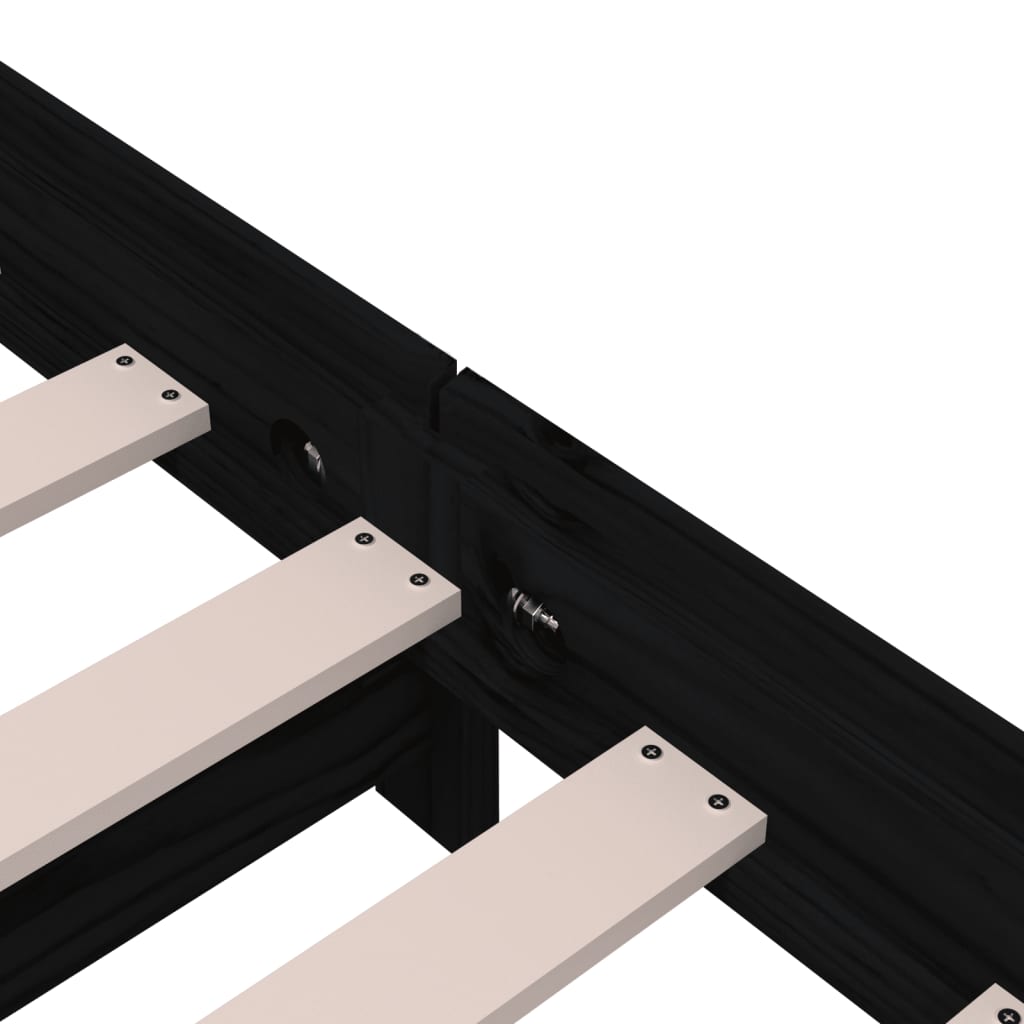 Stack Bed without Mattress Black 90x200 cm Solid Wood Pine