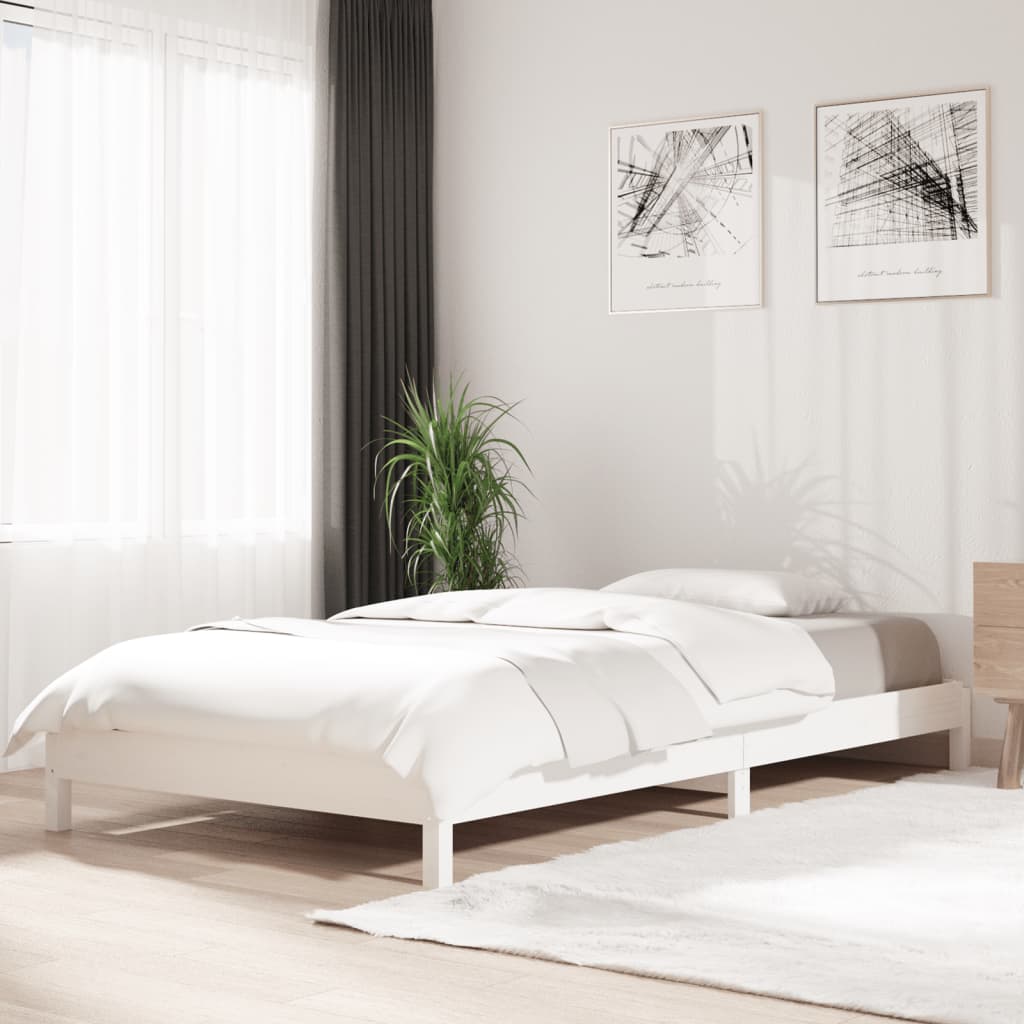 Stack Bed without Mattress White 90x190 cm Single Solid Wood Pine
