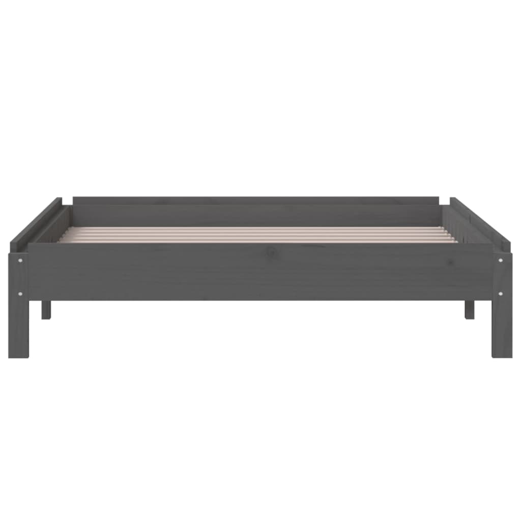 Stack Bed without Mattress Grey 75x190 cm Small Single Solid Wood Pine