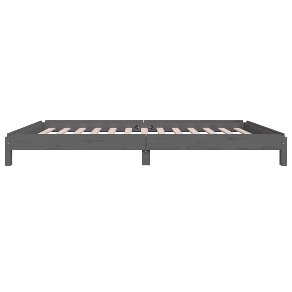 Stack Bed without Mattress Grey 75x190 cm Small Single Solid Wood Pine