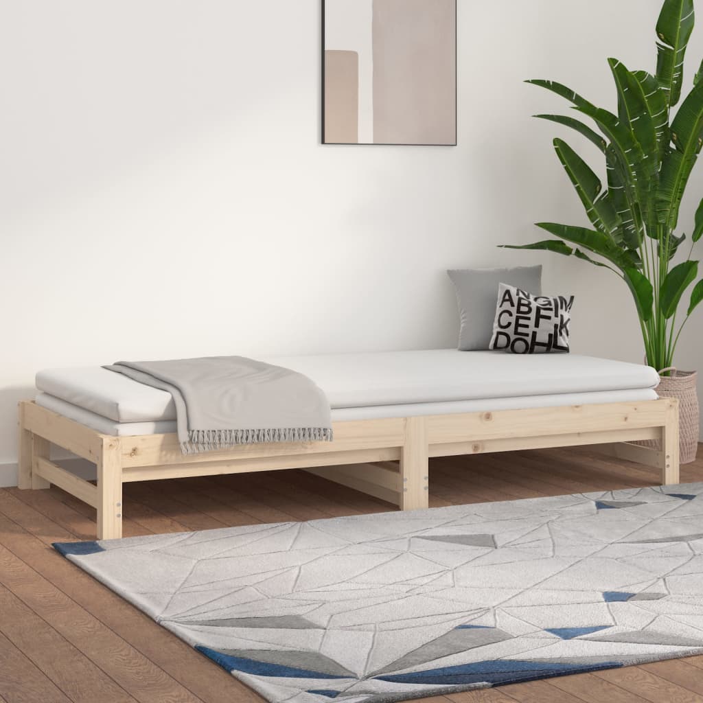 Pull-out Day Bed without Mattress 2x(90x200) cm Solid Wood Pine