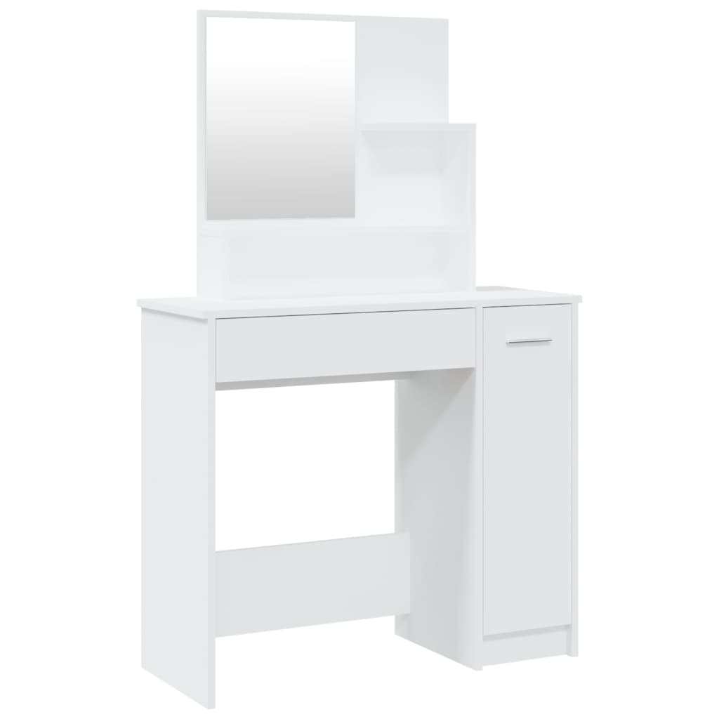 Modern Wooden Dressing Table Makeup Vanity Desk With Mirror & Cupboard