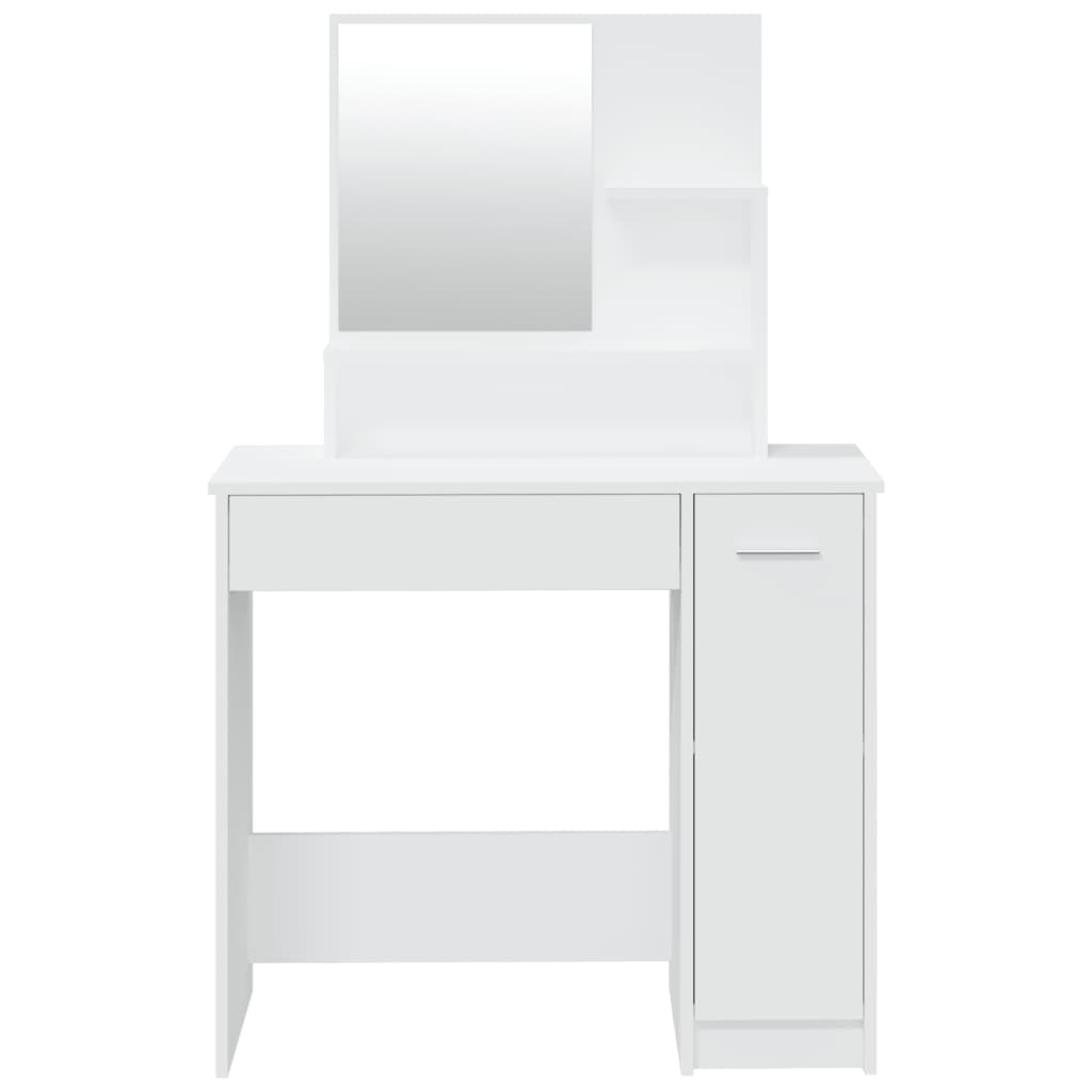 Modern Wooden Dressing Table Makeup Vanity Desk With Mirror & Cupboard