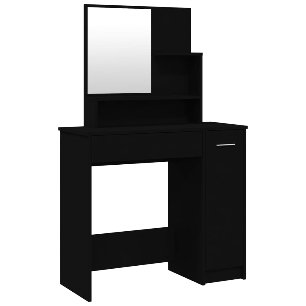 Modern Wooden Dressing Table Makeup Vanity Desk With Mirror & Cupboard