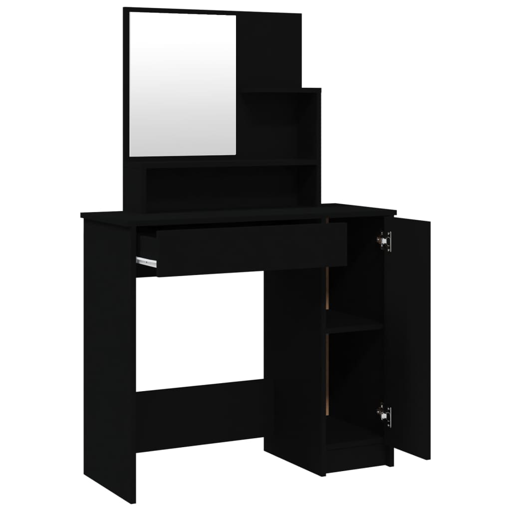 Modern Wooden Dressing Table Makeup Vanity Desk With Mirror & Cupboard