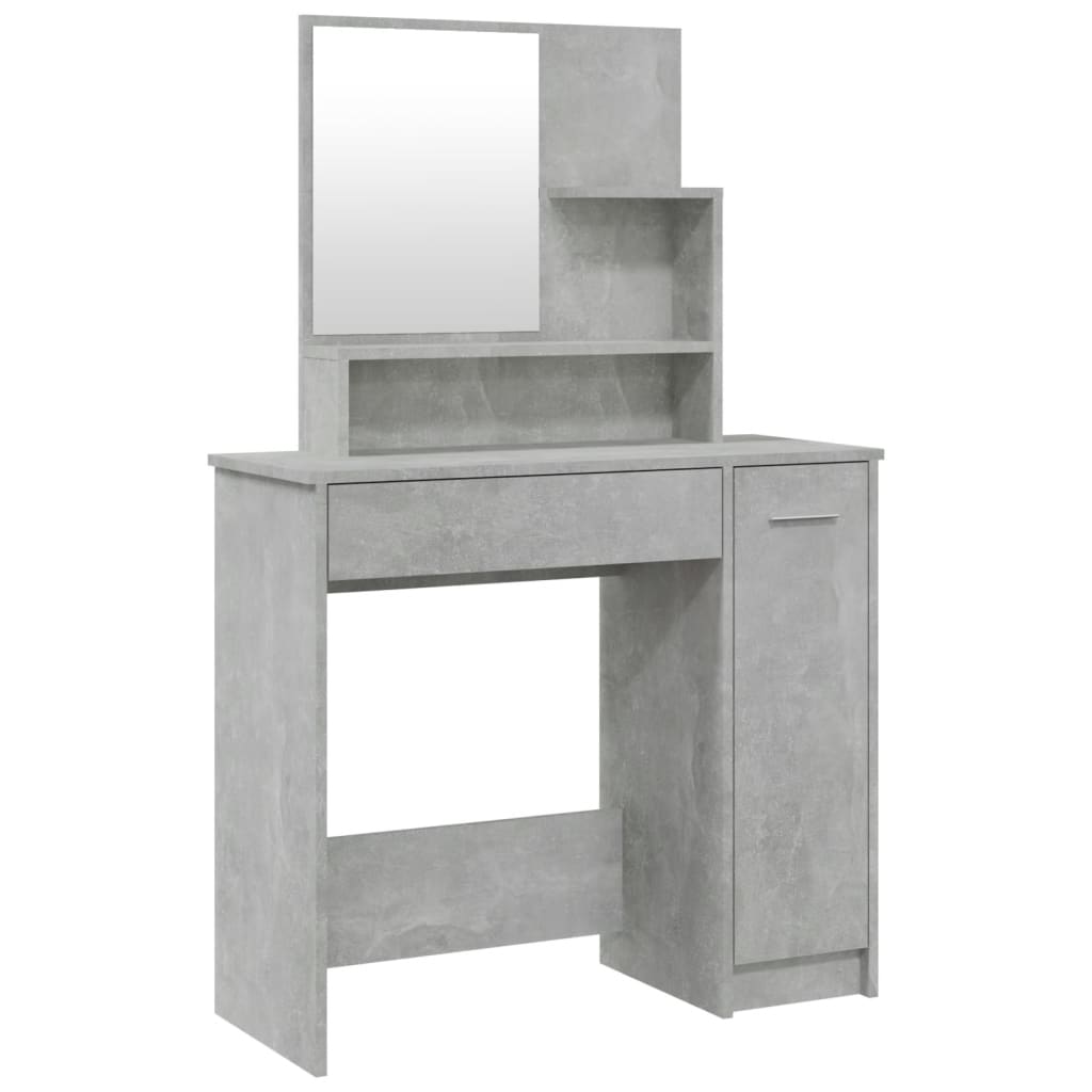 Modern Wooden Dressing Table Makeup Vanity Desk With Mirror & Cupboard