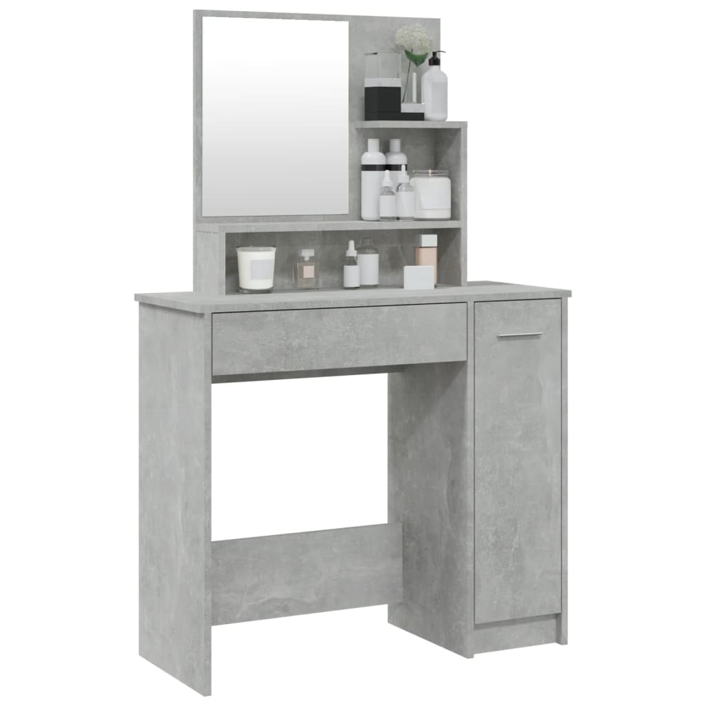 Modern Wooden Dressing Table Makeup Vanity Desk With Mirror & Cupboard