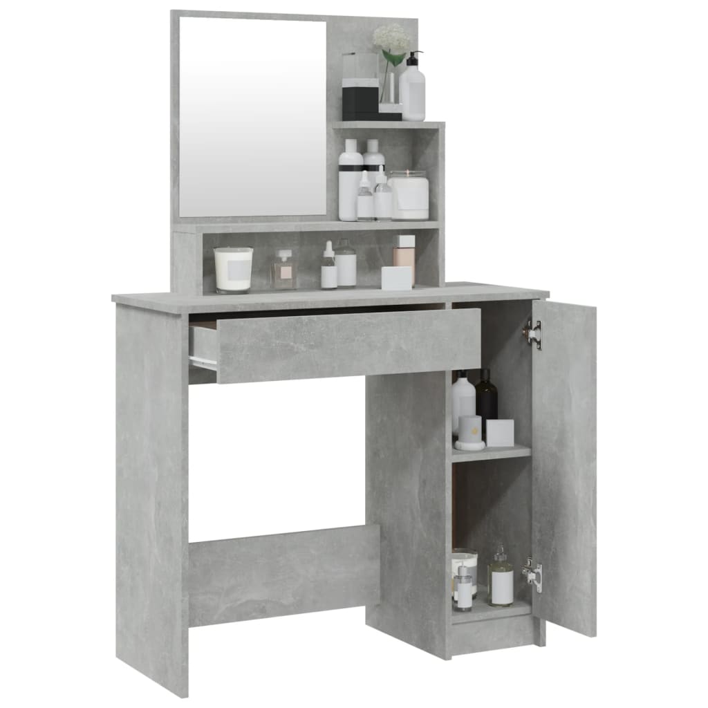 Modern Wooden Dressing Table Makeup Vanity Desk With Mirror & Cupboard