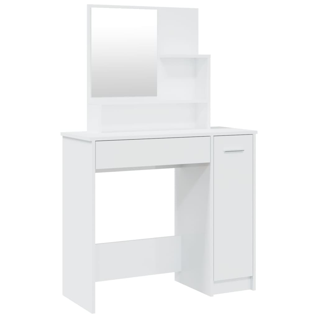 Modern Wooden Dressing Table Makeup Vanity Desk With Mirror & Cupboard