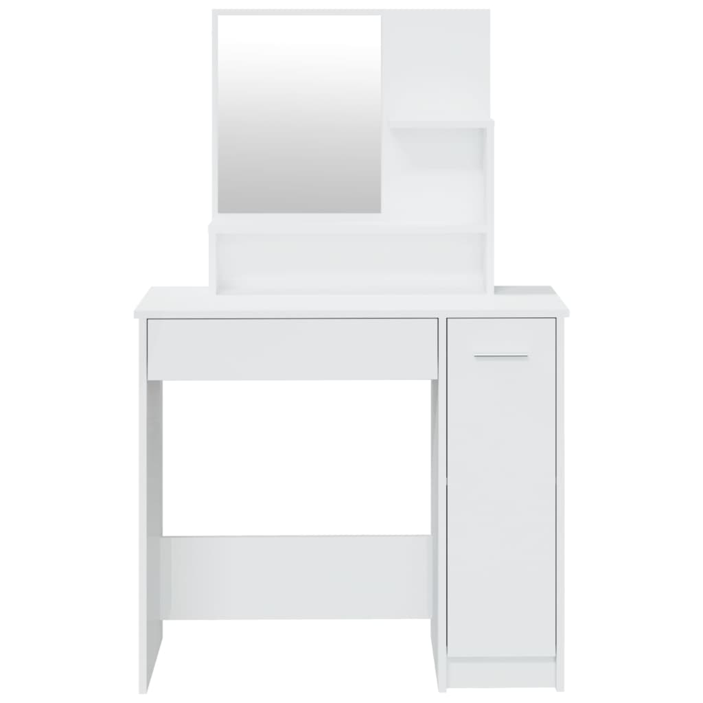 Modern Wooden Dressing Table Makeup Vanity Desk With Mirror & Cupboard