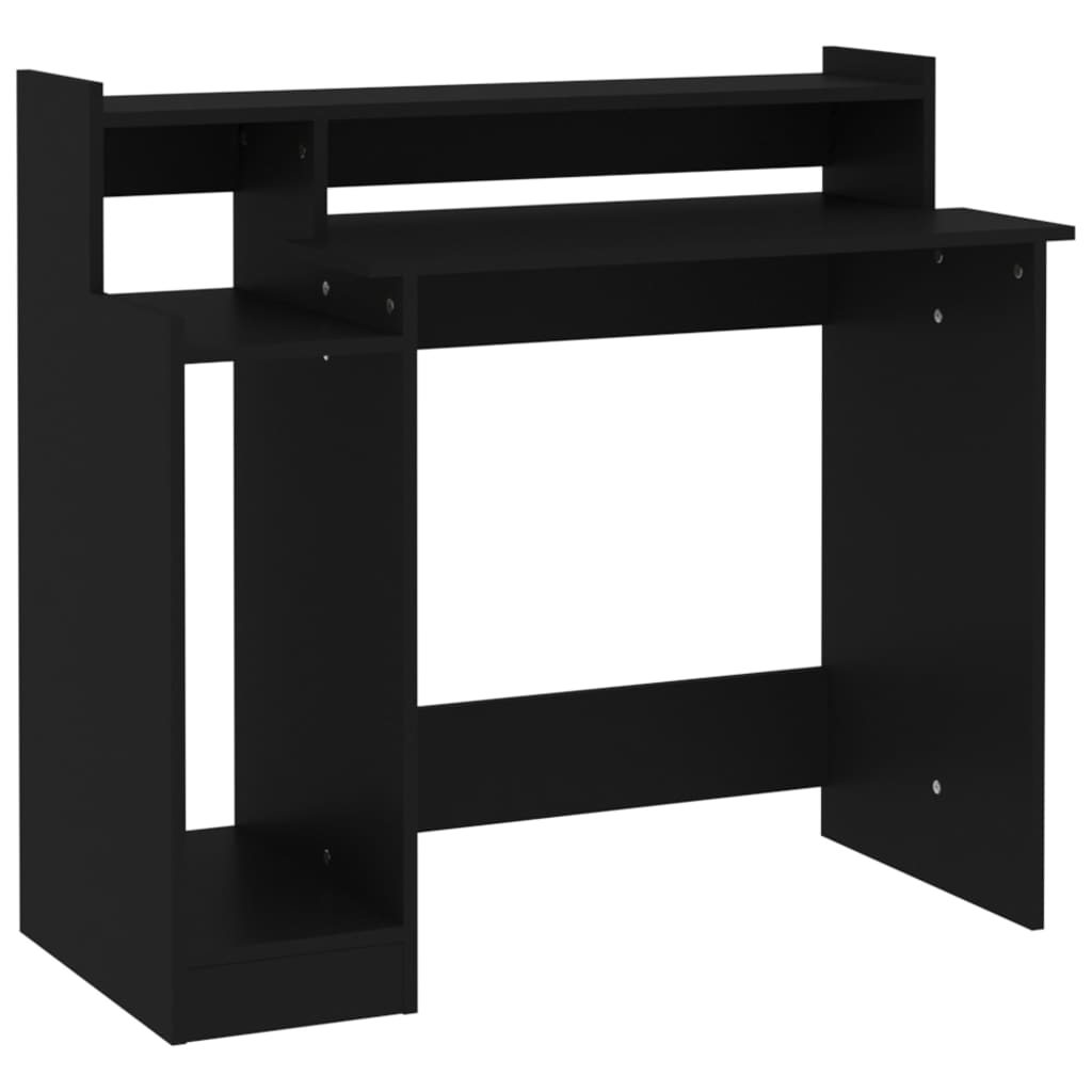 Desk with LED Lights Black 97x45x90 cm Engineered Wood