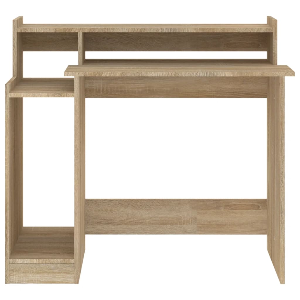 Modern Wooden Home Office Computer Gaming Desk With LED Lights Monitor Stand