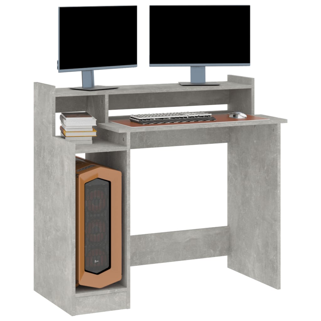 Modern Wooden Home Office Computer Gaming Desk With LED Lights Monitor Stand