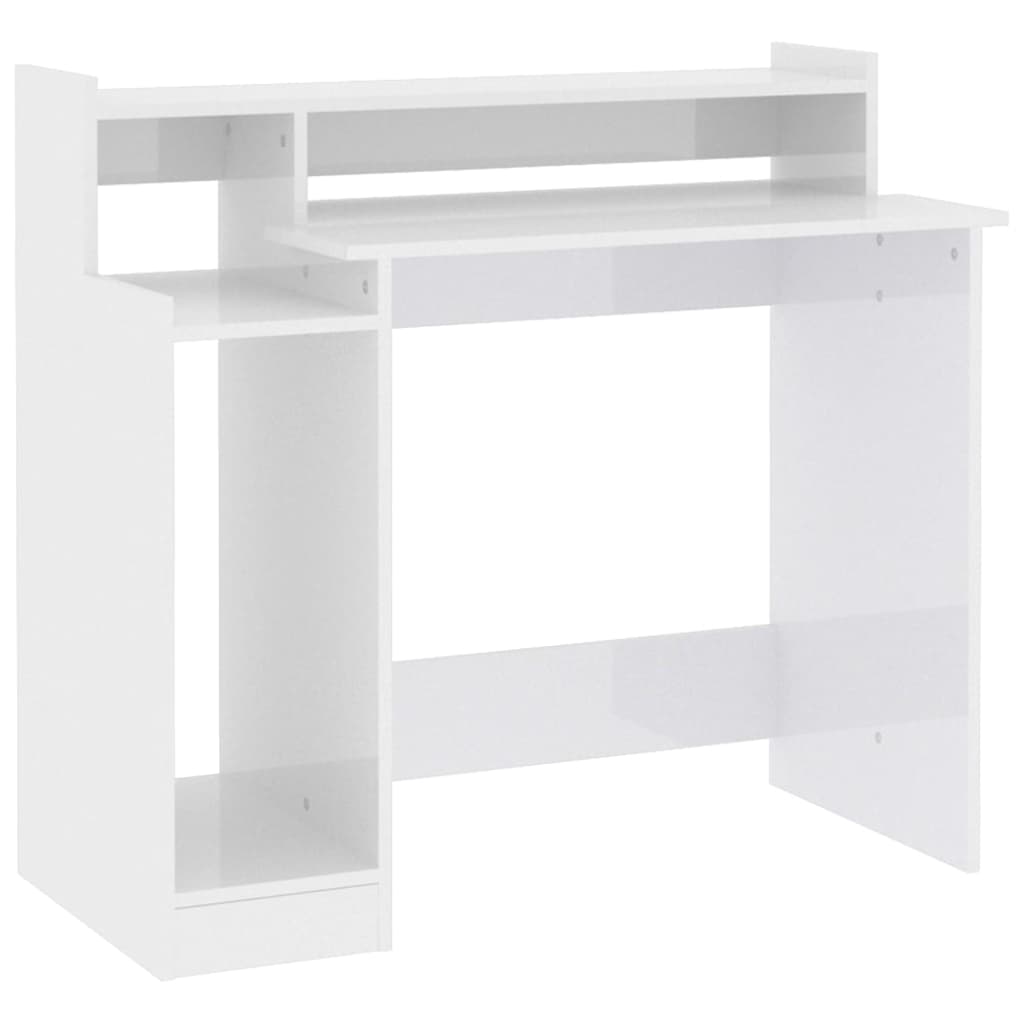 Modern Wooden Home Office Computer Gaming Desk With LED Lights Monitor Stand