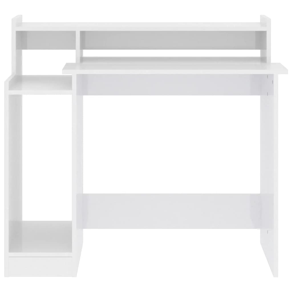 Modern Wooden Home Office Computer Gaming Desk With LED Lights Monitor Stand