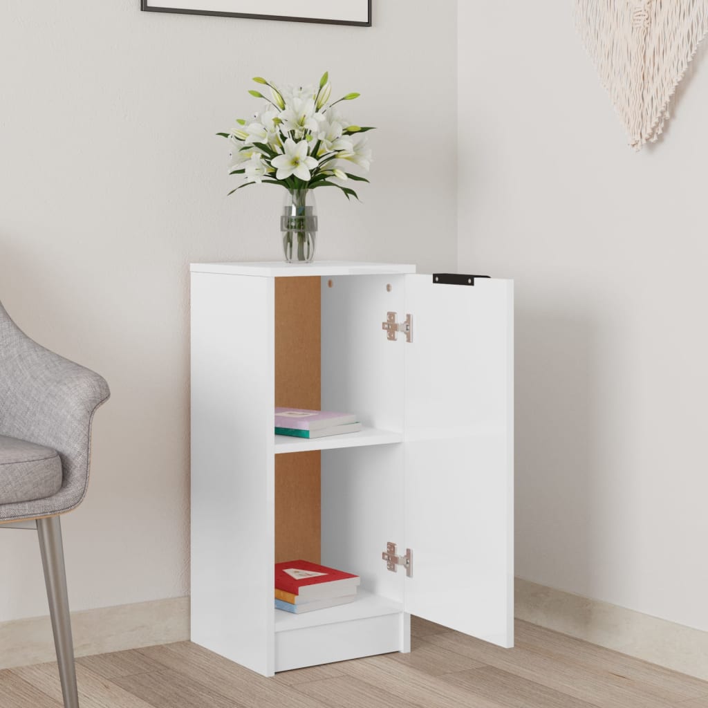 Sideboard High Gloss White 30x30x70 cm Engineered Wood