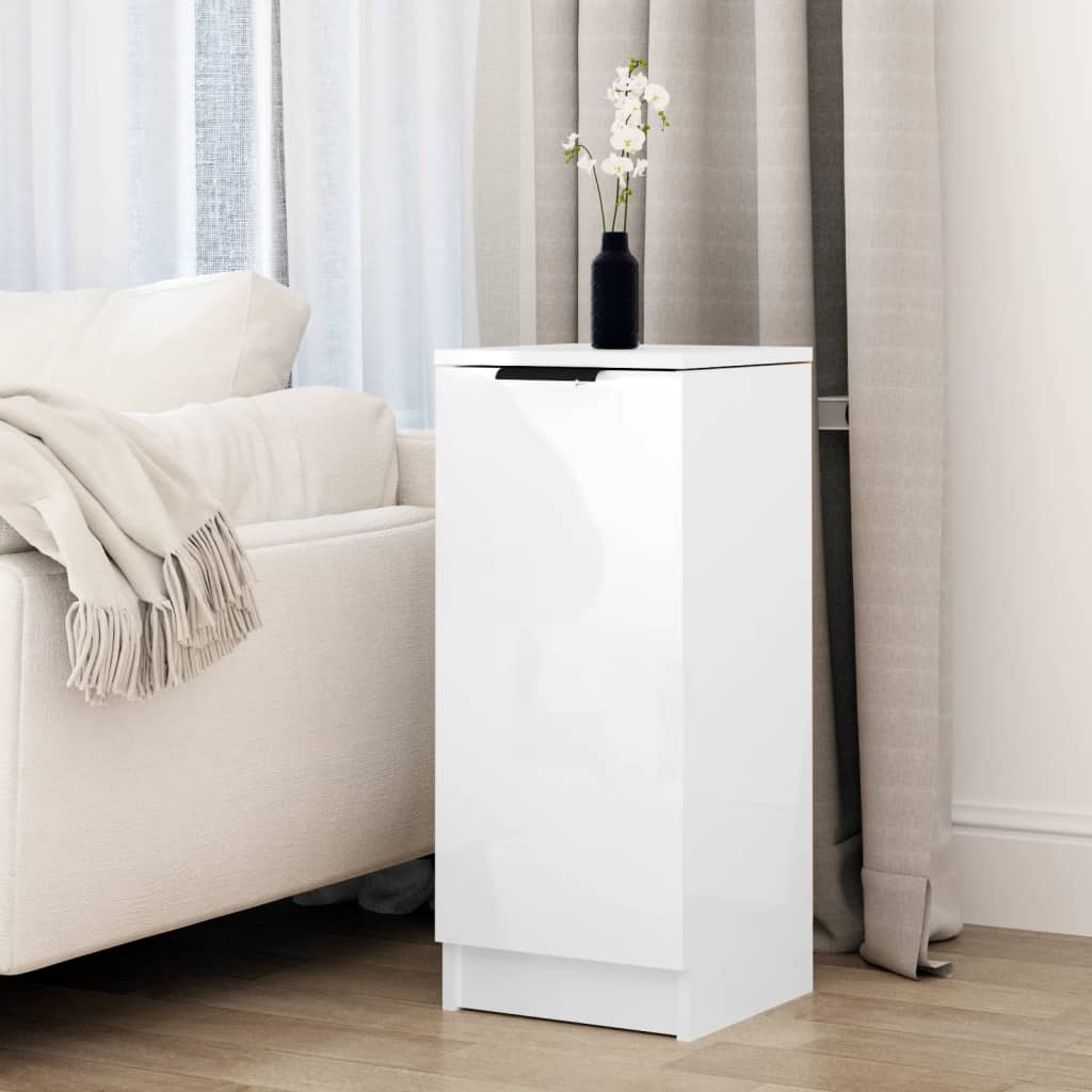 Sideboard High Gloss White 30x30x70 cm Engineered Wood