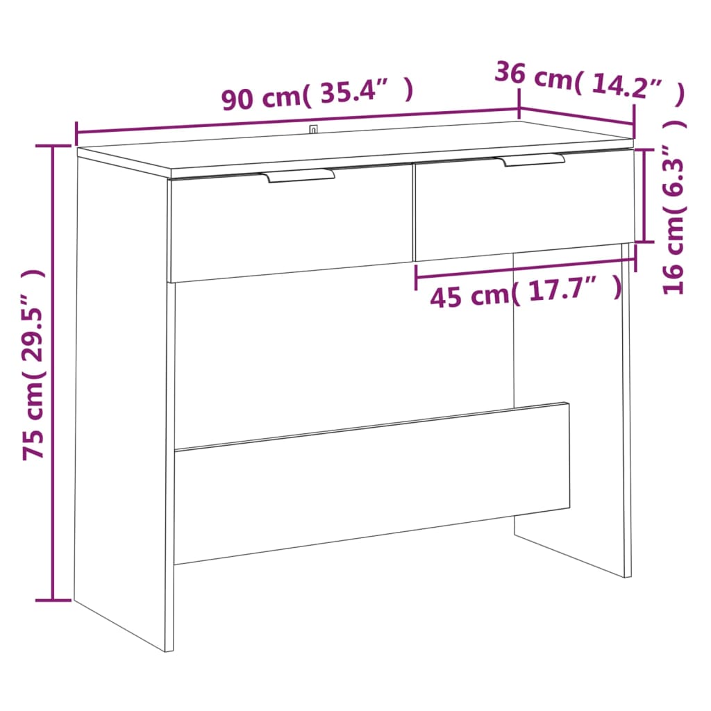 Console Table Concrete Grey 90x36x75 cm Engineered Wood