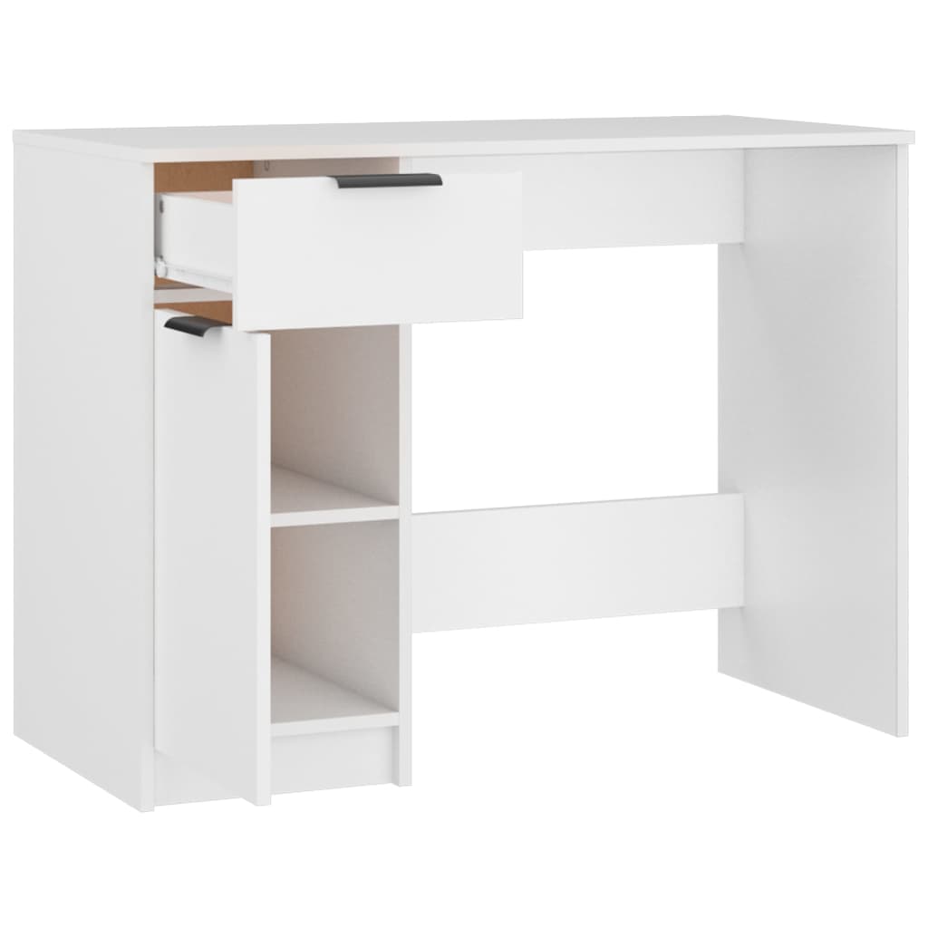 Modern Wooden Home Office Computer Writing Desk With Drawer & Storage Cupboard