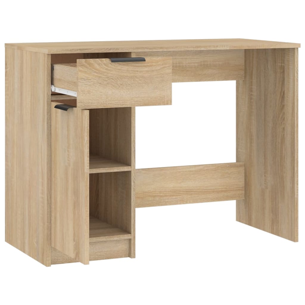 Modern Wooden Home Office Computer Writing Desk With Drawer & Storage Cupboard