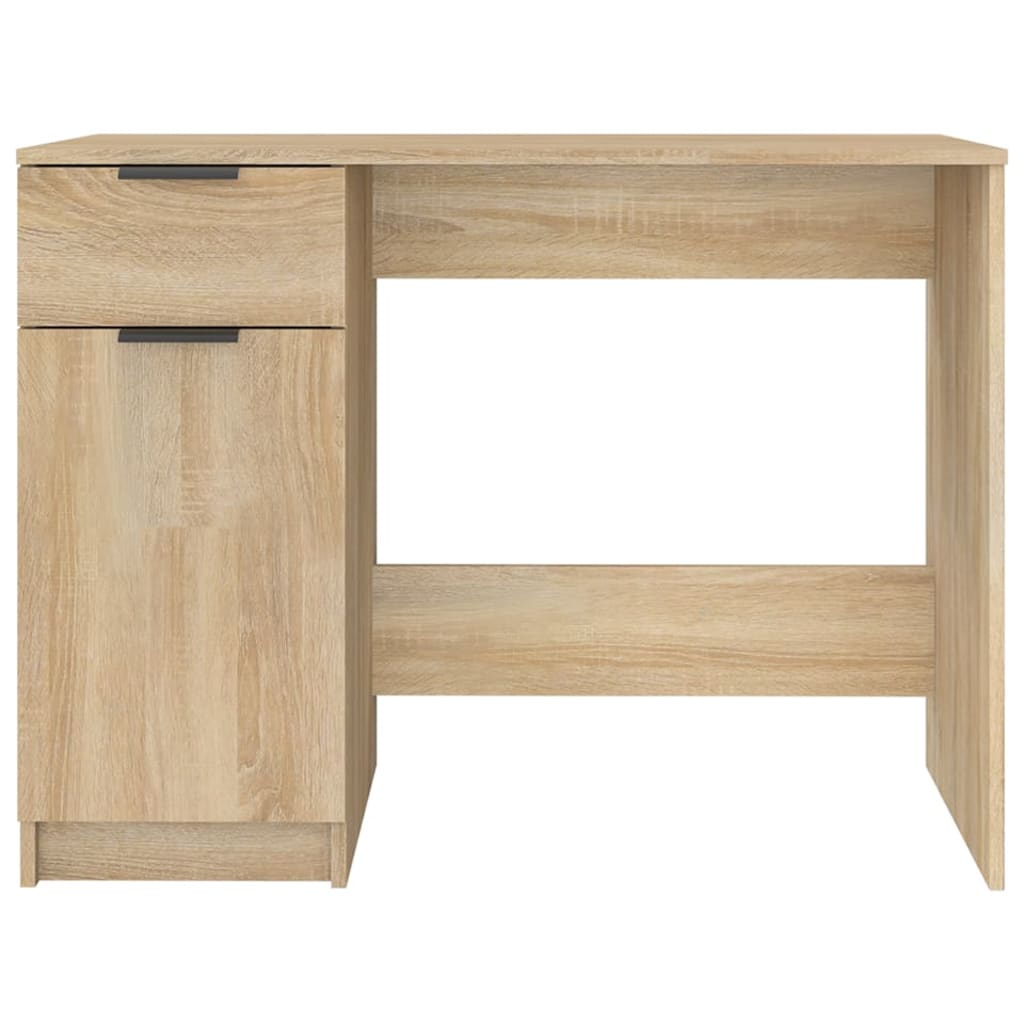 Modern Wooden Home Office Computer Writing Desk With Drawer & Storage Cupboard