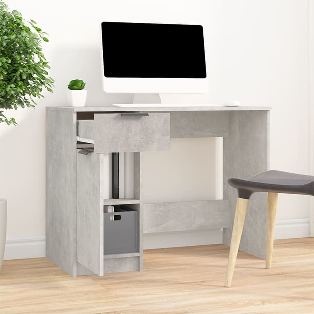 Modern Wooden Home Office Computer Writing Desk With Drawer & Storage Cupboard