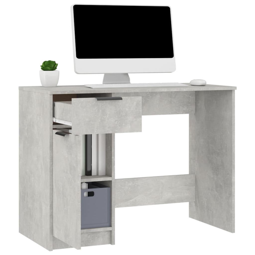 Modern Wooden Home Office Computer Writing Desk With Drawer & Storage Cupboard
