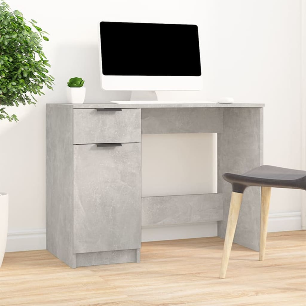 Modern Wooden Home Office Computer Writing Desk With Drawer & Storage Cupboard