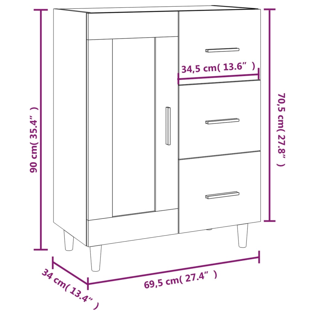 Sideboard Sonoma Oak 69,5x34x90 cm Engineered Wood