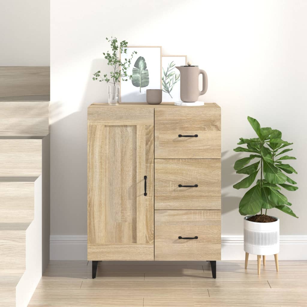 Modern Wooden Sideboard Storage Cabinet Unit With 1 Door & 3 Drawers Wood