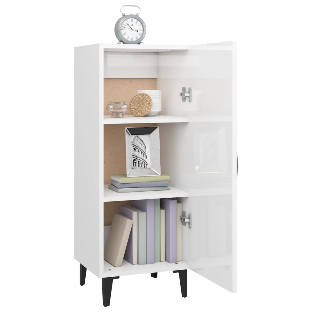 Sideboard High Gloss White 34.5x34x90 cm Engineered Wood