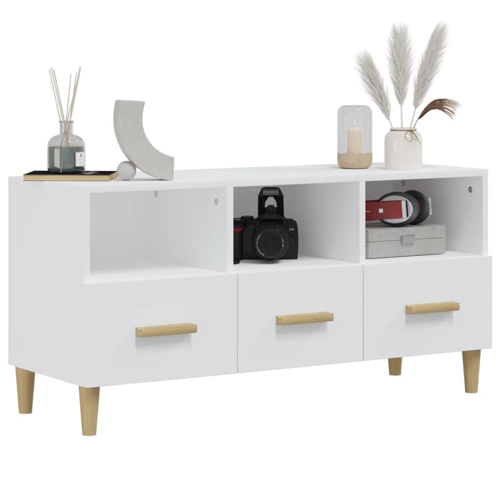 Modern Wooden TV Tele Stand Unit Cabinet With 3 Storage Drawers Wood